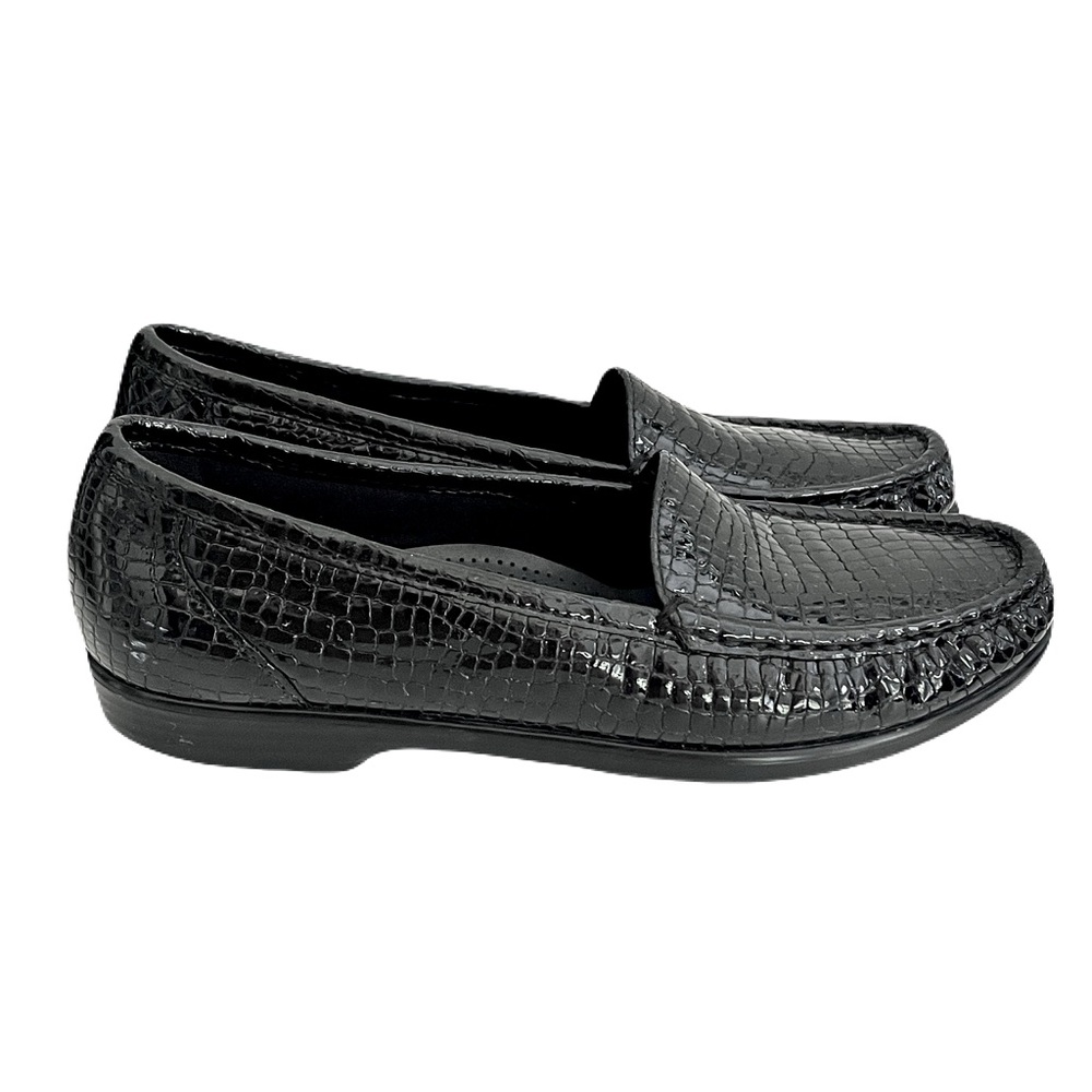 SAS Black Patent Leather Croc-Embossed Simplify Everyday Loafer, Size 8 - Picture 2 of 8